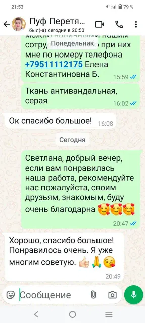 Скриншот отзыва: Челябинск (Светлана) — Пуф / Диван