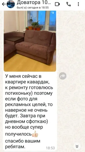 Скриншот отзыва: ул. Доватора, 10 — Диван с угловой полкой